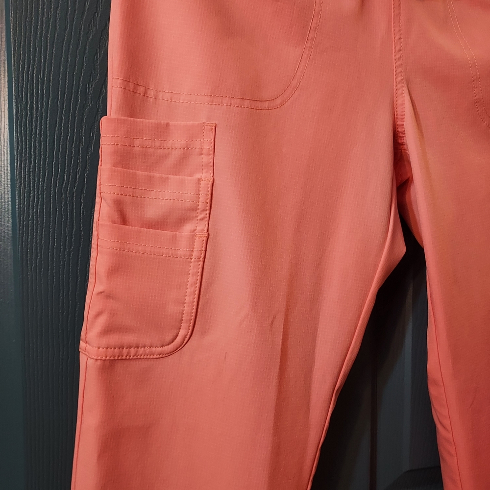 Pink Scrub Pants with Multicolor Rainbow Drawstring Size Small - Picture 4 of 11